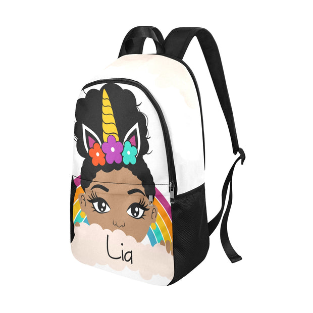 Unicorn Black/African American Girl Fabric Backpack