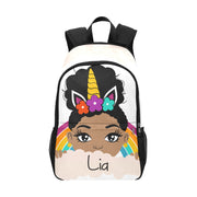 Unicorn Black/African American Girl Fabric Backpack