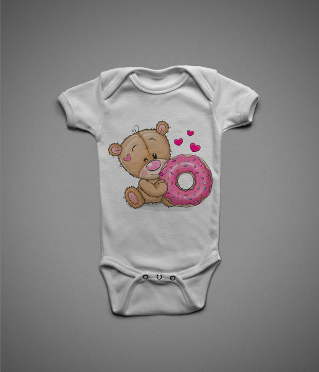 Girlie Bear with Donut Onesie/Kids Tee