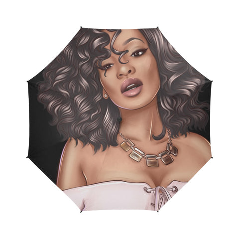 Melanin Woman Semi-Automatic Foldable Umbrella